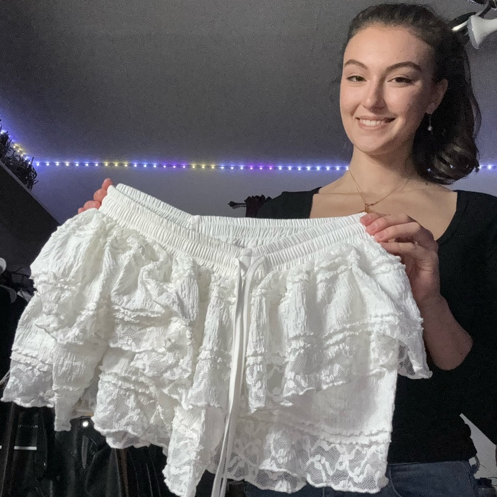 White mini skirt